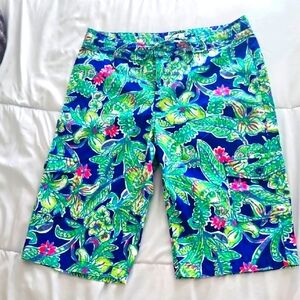 Caribbean Joe Tropical Print Shorts With 4 Pockets Size 8 Stretchy